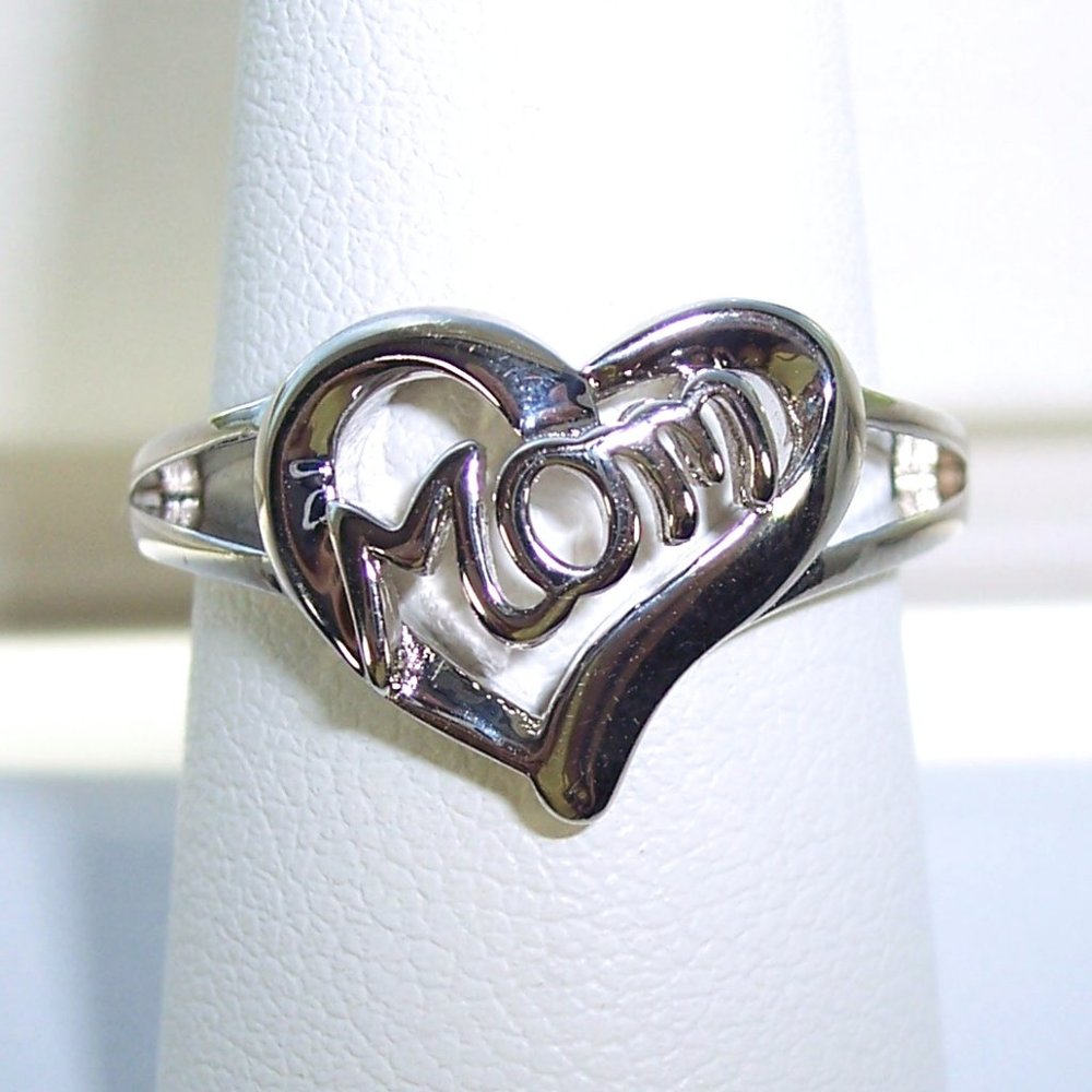925 STERLING SILVER Mom Mother's Day Heart Ring - Picture 12 of 16